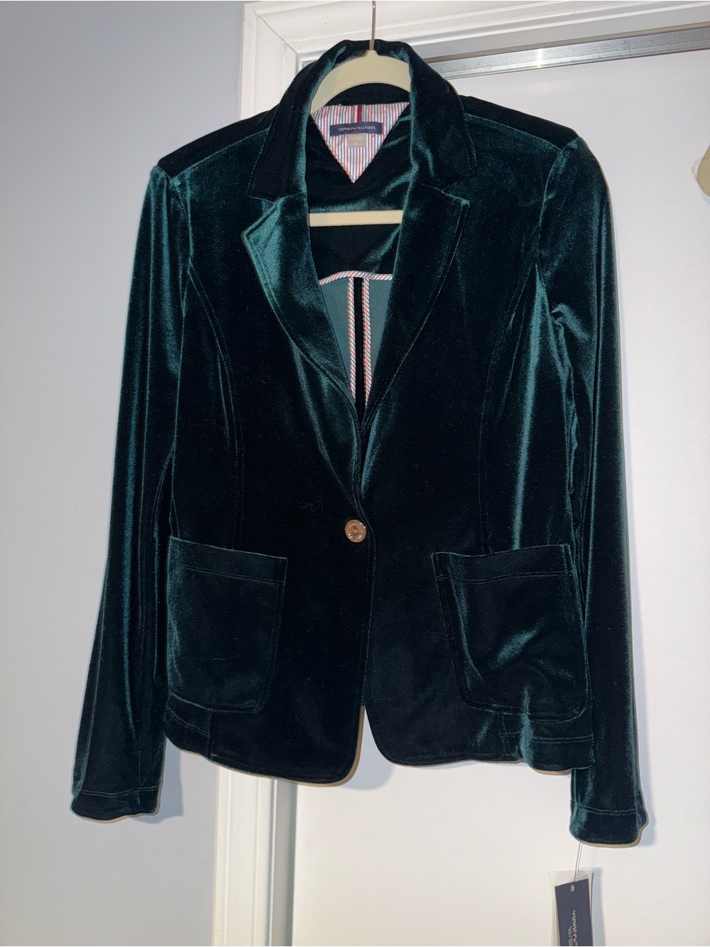 Tommy Hilfiger - Velvet Notch Collar Blazer Jacket in Deep Emerald Green